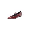 Low heel red four-season flat-soled single shoes new four-season women's small leather shoes large size non-slip beef tendon sole cowhide women's sho