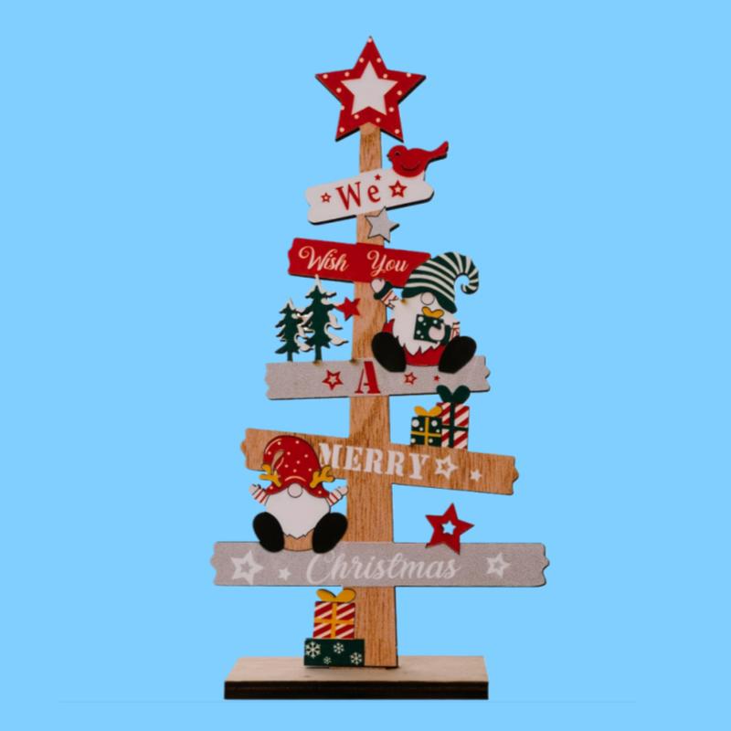 1 Piece Christmas Tree Home Decoration Tabletop Wooden Christmas Ornament Suitable for Office Party Tabletop Decoration Holiday Gift