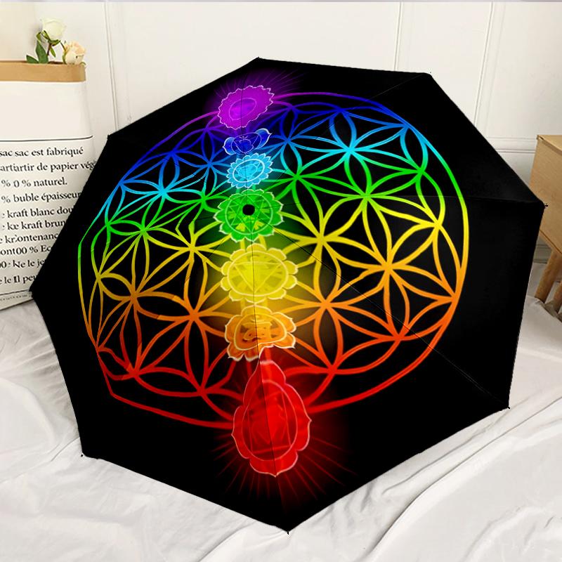 Cosmic Flower Of Life 8-Frame for Travel, camping, Casual Lightweight Portable Umbrella, Essential for every family Holidays Birthday Gift