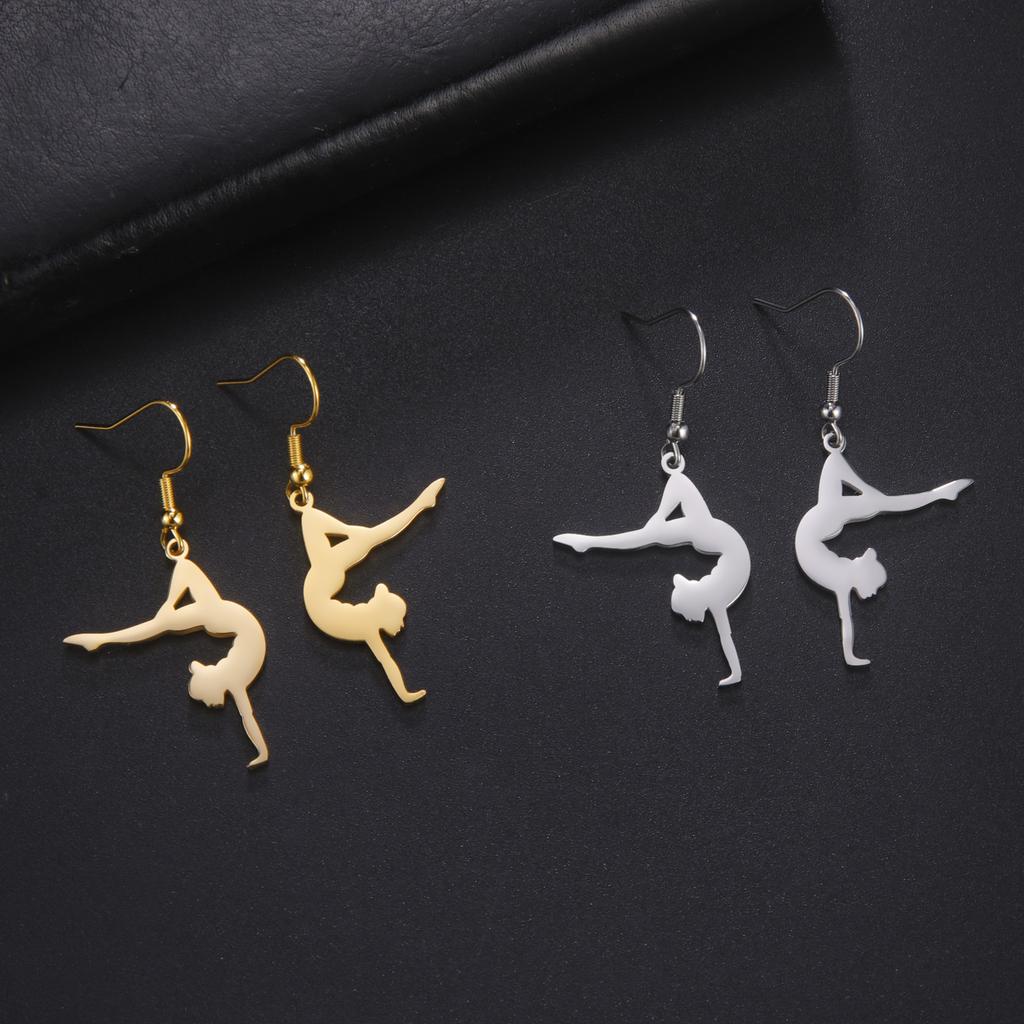 Cazador Stainless Steel Gymnast Yoga Drop Earrings Gold Color Jewelry Earrings for Women 2026 Trending Birthday Mother Day Gift
