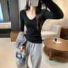 Women's European V-Neck Slim-Fit Knit Sweater - Spring/Autumn 2026 Collection