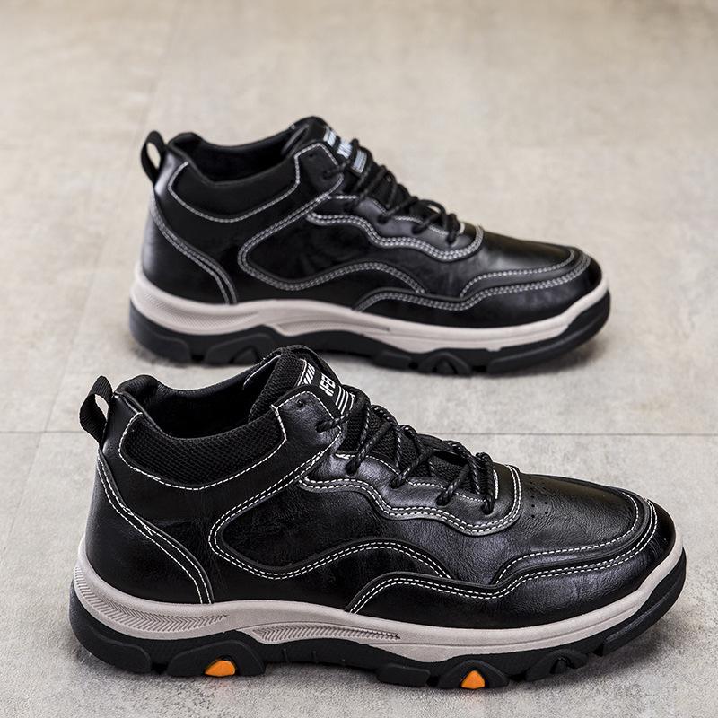 Fashion MEN'S high top plush warm casual sports shoes autumn winter New chunky anti-slip outdoor thick sole working ankle boots