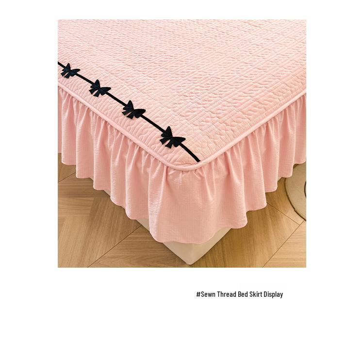 A-Grade Crinkled Double-Layer Bed Skirt & Cover: Non-Slip, Machine-Washable Mattress Protector