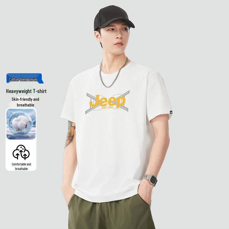 

JEEP Men s Solid Color Casual Round Neck Short Sleeve T-Shirt M