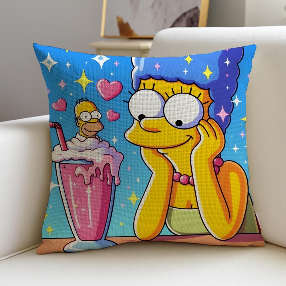 Iconic TThe SimpsonsS Cushion Cover Breathable and Skinfriendly Linen Pillowcase Square Removable and Washable Cushion