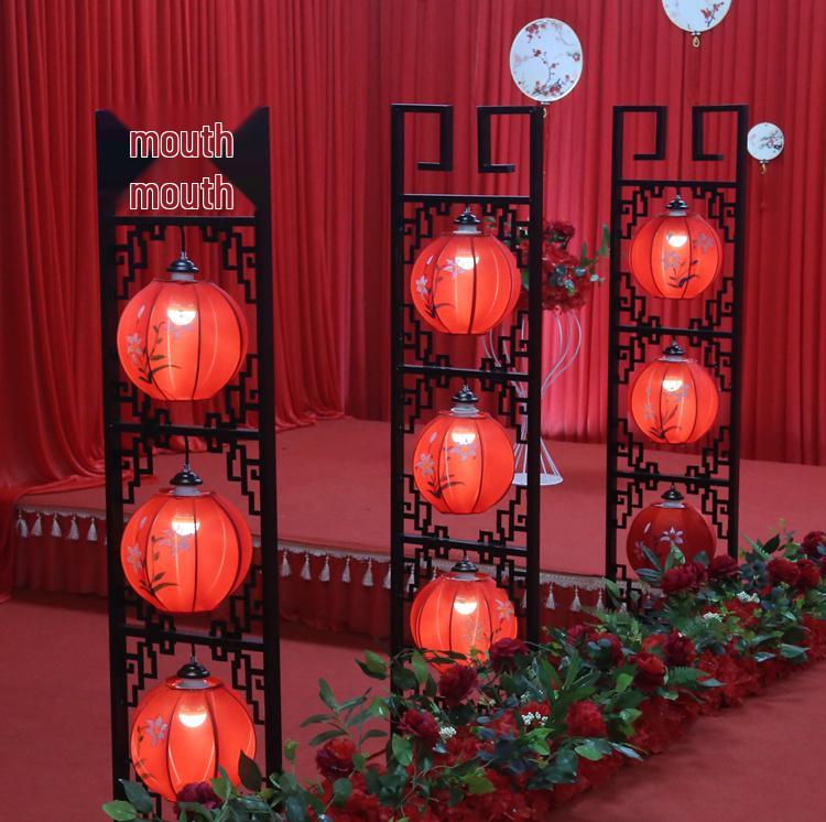 2024 Chinese Palace Lantern Aisle Markers - Han Tang Wedding Antique Iron Art