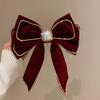 New Year Red Autumn and Winter Velvet Bead Diamond Bow Hairpin Sweet Internet Celebrity Head Senior Hair Accessories 