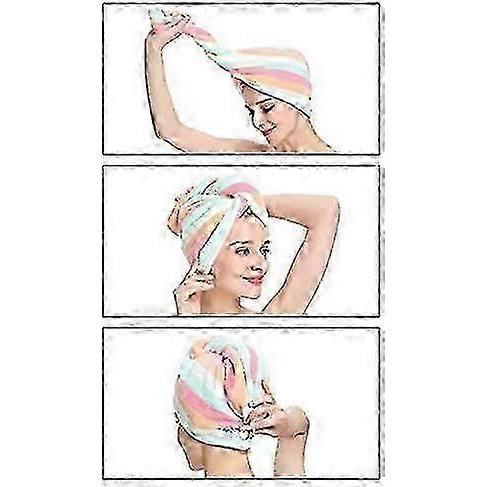 2025 2-Pack Microfiber Hair Wrap Towels for Women and Kids - Highly Absorbent Soft Hair Drying Towels Suitable for Long Thick Fine and Curly Hair
