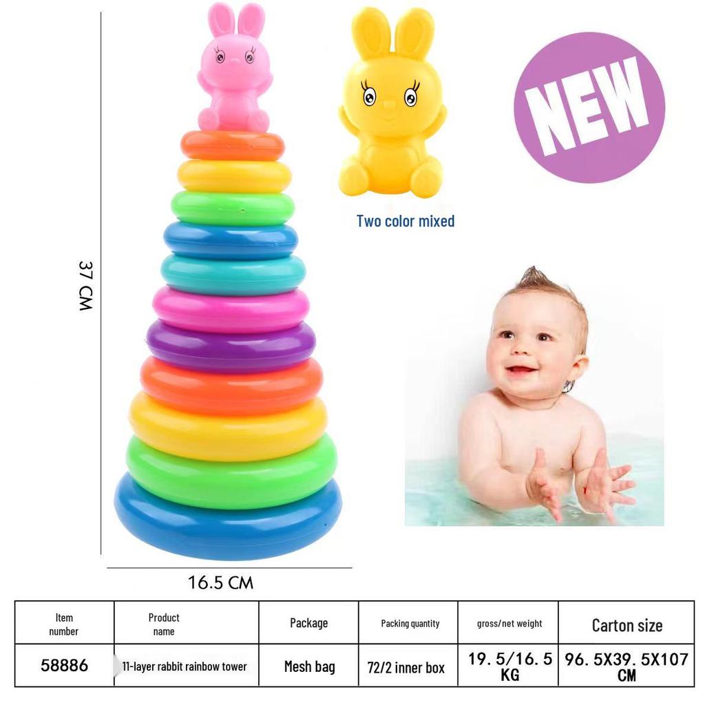 Rainbow Ring Toss Duck Stacking Game - Educational Toy for Kids 0-3