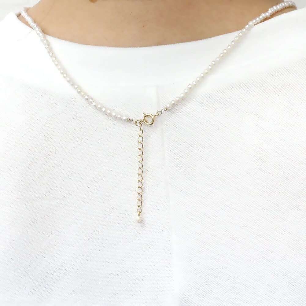 Colar de Pérola de Água Doce Pérola Barroca para Metal Feito no Japão nif0066 Dourado 50cm [Joalheria M] Mulheres, Simples, Hipoalergênico,