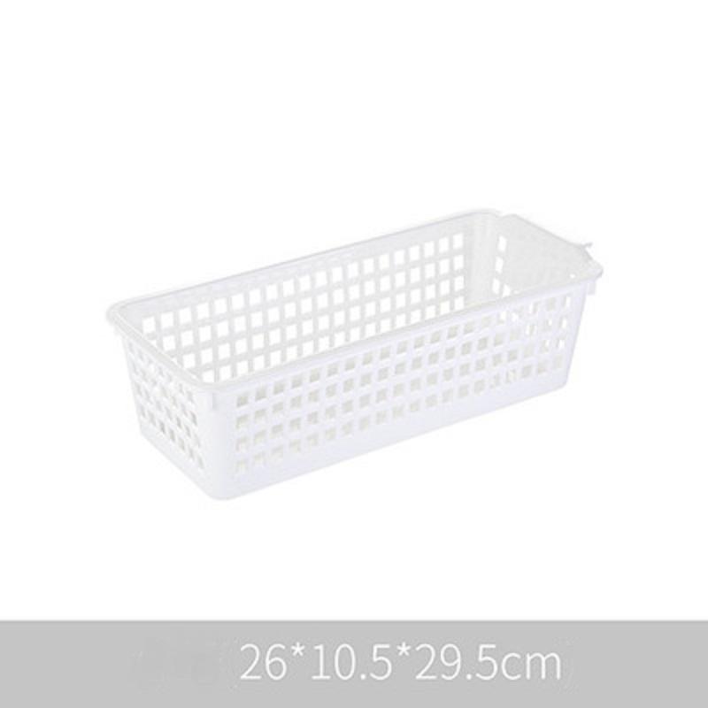 Practical Fashion Simple Household Plastic Hollow Desktop Storage Basket Snack Storage Basket Rectangular Sundries Storage Box Bathroom Rack Basket