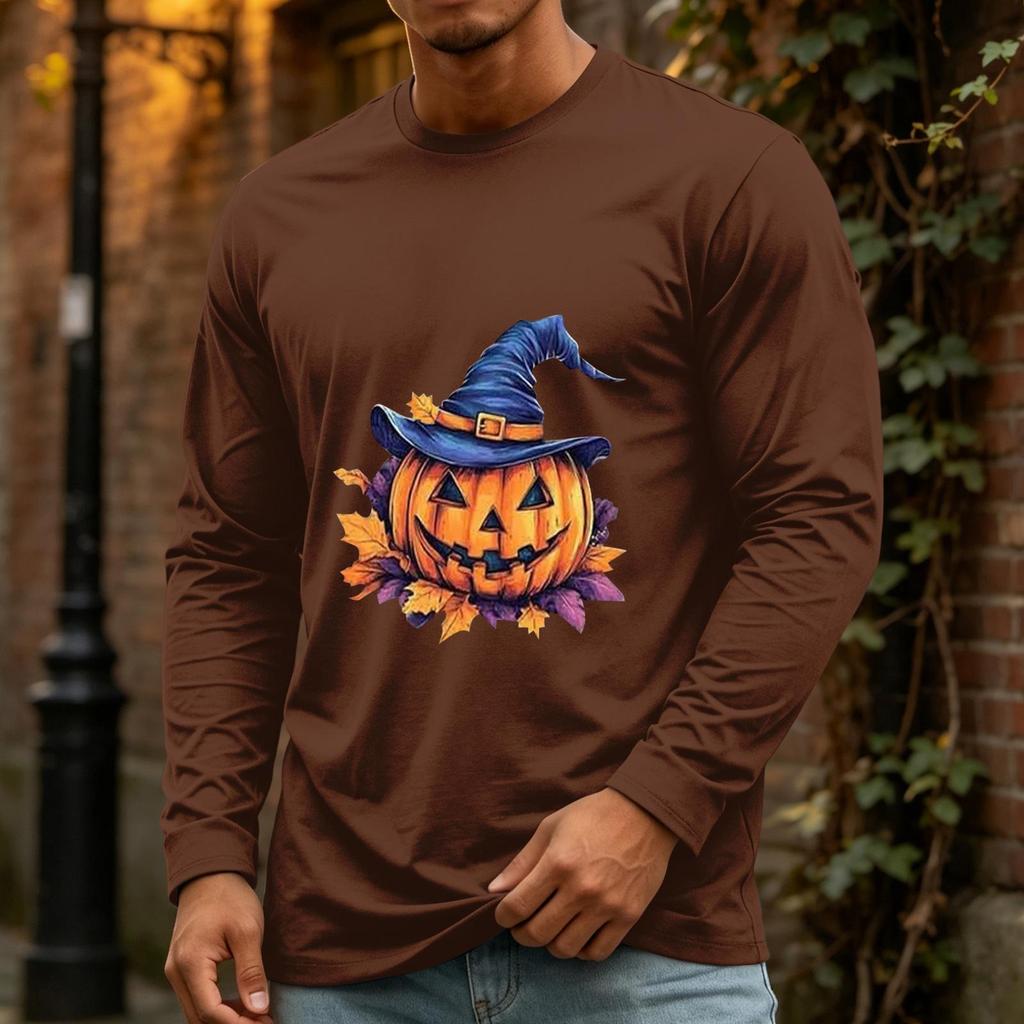 T-shirt Pull Longues Manches Col Rond Décontracté pour Homme pour Fête et Vacances d'Halloween