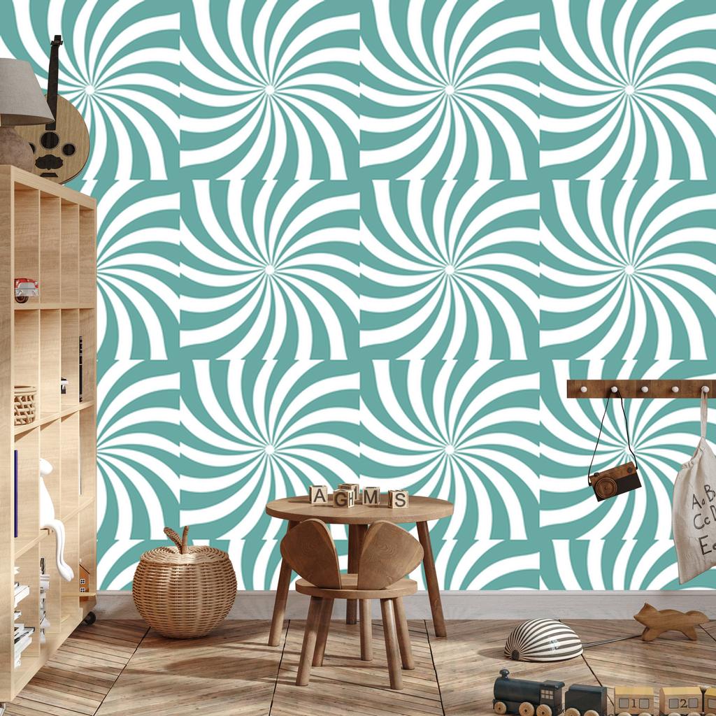 Hippie wallpaper background sea, white, mint and turquoise 50x1000