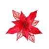 Large Glitter Poinsettia Flowers for Christmas Tree and Wedding Decorations with Textured Design and Glitter Accents