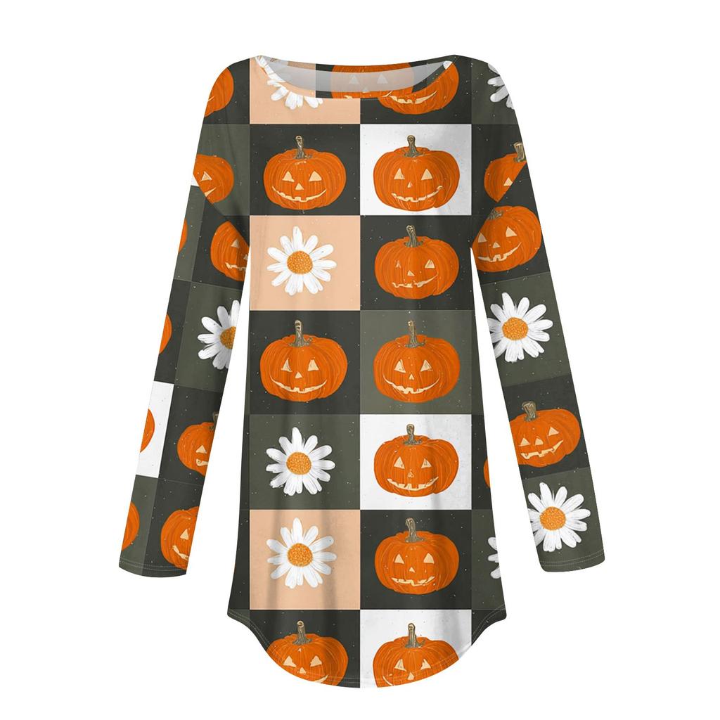 Damesmode Losse Ronde Hals Halloween Print Lange Mouwen T-shirt Top Pullover