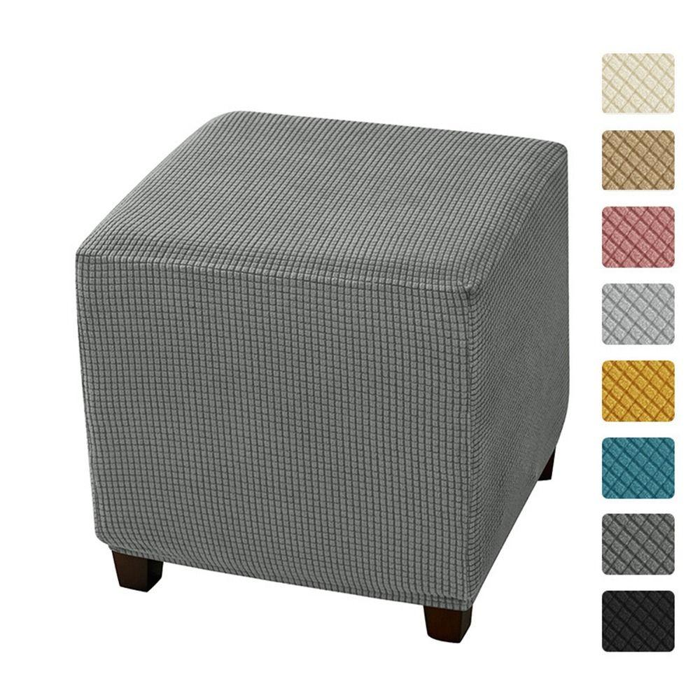 Elastic Jacquard Ottoman Cover Velvet Footrest Slipcover New Footstool Case  Home Decor