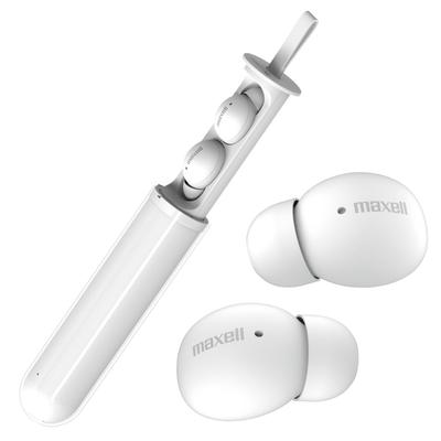 Maxell Vollständig kabellose Ohrhörer Kompatibel mit Bluetooth-Stick Einzelohr Weiß 5.3, Freisprechanrufe, Leicht, Klein, Typ,