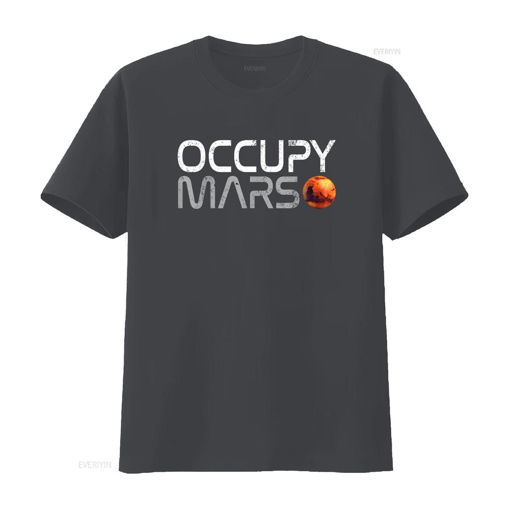 Occupy Mars T Shirt vintage Washed designer clothes streetwear Casual Stylish homme Slightly fashion Versatile Soft graphic