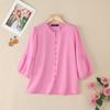 ZANZEA Women Casual Round Neck Solid Color 3/4 Sleeve Loose Blouse