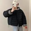 Autumn and winter light women's European down jacket small short loose round neck thin white duck down jacket