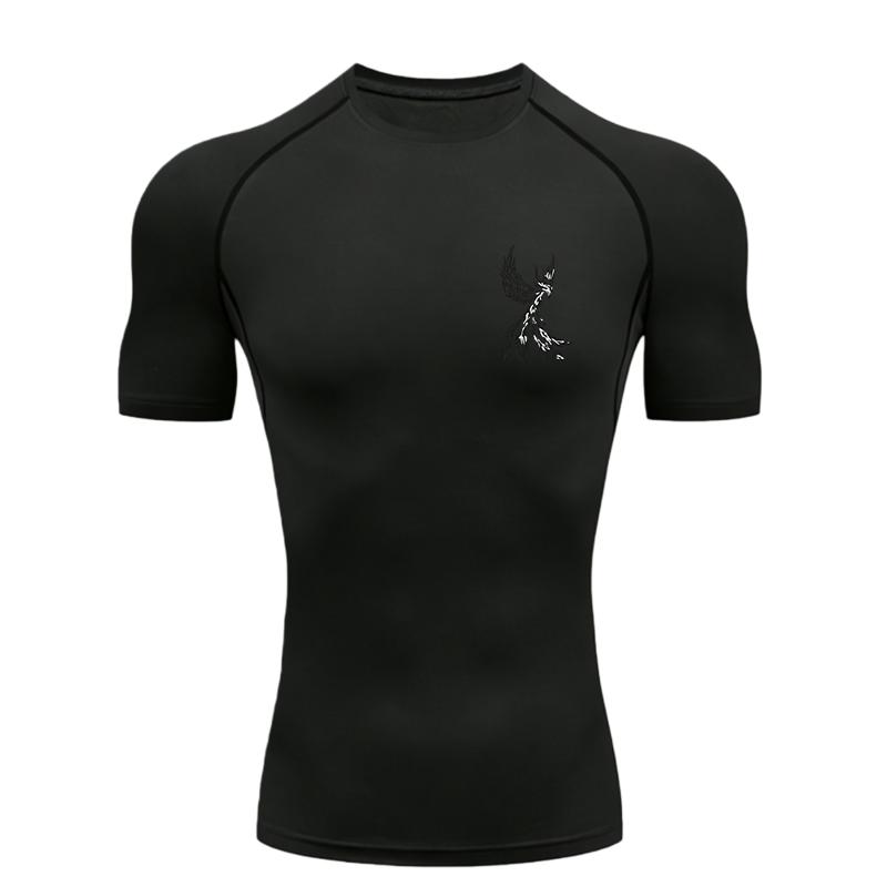 Phoenix  Men's Sports T-shirt Training Fitness Compression Workout Athletic Tees Quick Dry Short Sleeve T-Shirt for Men