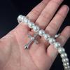 Krowia Cross Pearl Bracelet Necklace: Women's High-End Clavicle Chain with Cross-Border Charm.