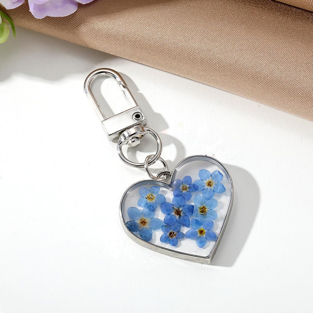 Dried Flower Necklace Set Lightweight Dried Flower Keychain Heart Dried Flower Necklace Pastoral Pastoral Jewelry Set For Purse