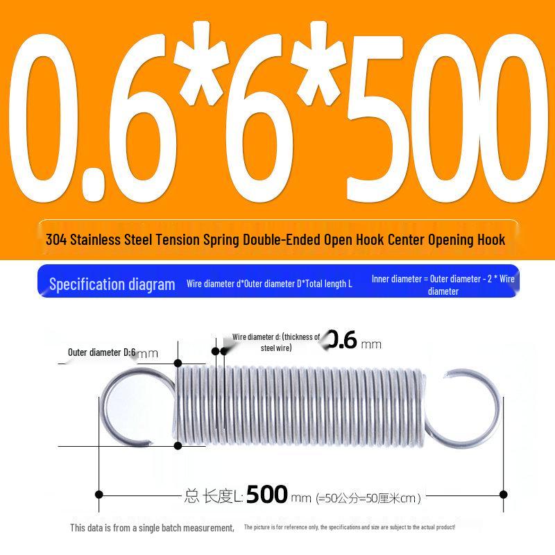 Arc de extensie din oțel inoxidabil 304 de 500 mm cu cârlige deschise și inel cu buclă dublă, personalizabil.