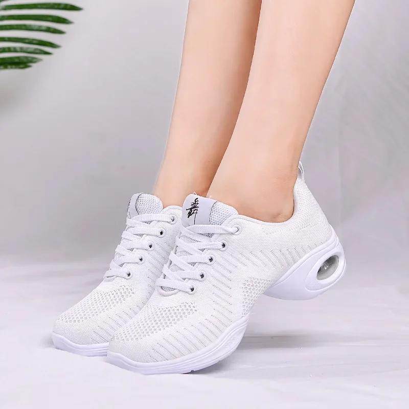 Soft Sole Jazz Shoes Mesh Woman Ladies Modern Soft Outsole Dance Sneakers Breathable Lightweight Dancing Fitness Shoes