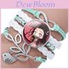 Stylish Demon Slayer Nezuko Kamado Leather Woven Bracelet With Cute Cartoon Charms