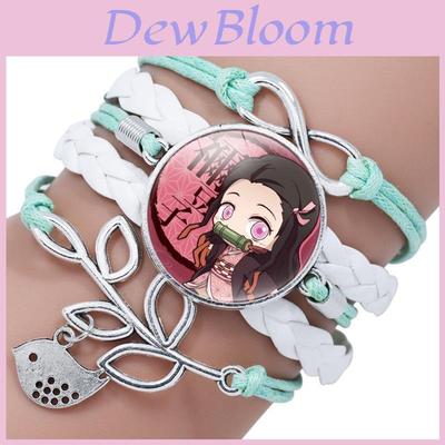 Stilvolles Lederarmband mit Nezuko Kamado-Motiv aus Demon Slayer und niedlichen Cartoon-Anhängern.