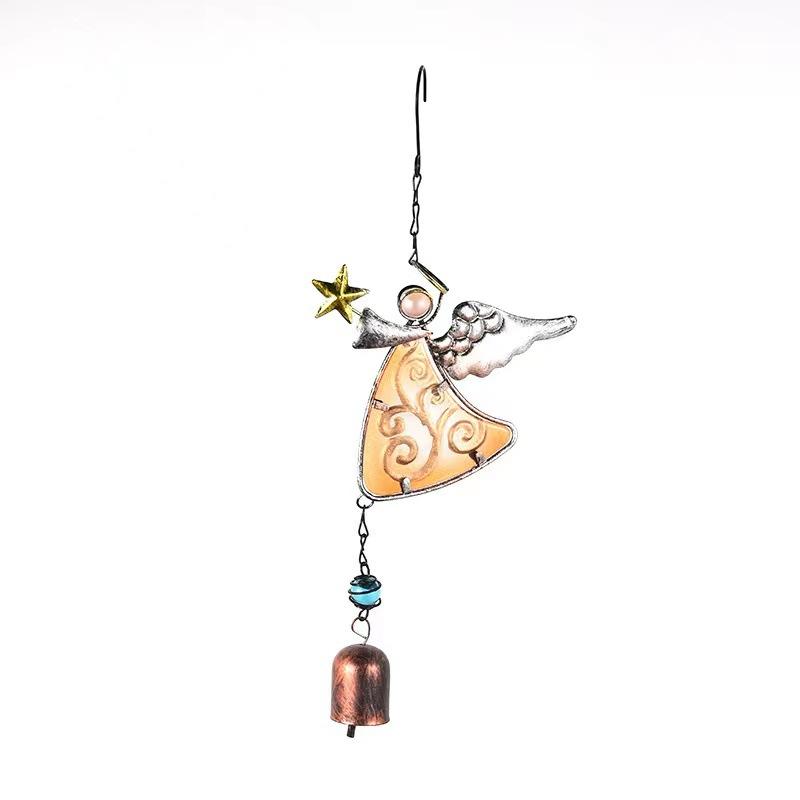 

Metal Craft Angel Wind Chimes Glass Painted Ornaments Suitable for Balcony Courtyard Garden Decoration жовтий