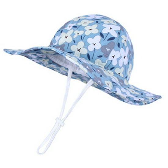 Yellow Duck Print Cotton Baby Sun Hat - Spring/Summer Wide Brim