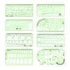 Jinsihou Durable Green Round Oval Geometry Template Ruler for Architectural Drawing and Furniture Design Resin Measuring Ruler