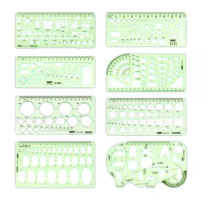 Jinsihou Durable Green Round Oval Geometry Template Ruler for Architectural Drawing and Furniture Design Resin Measuring Ruler
