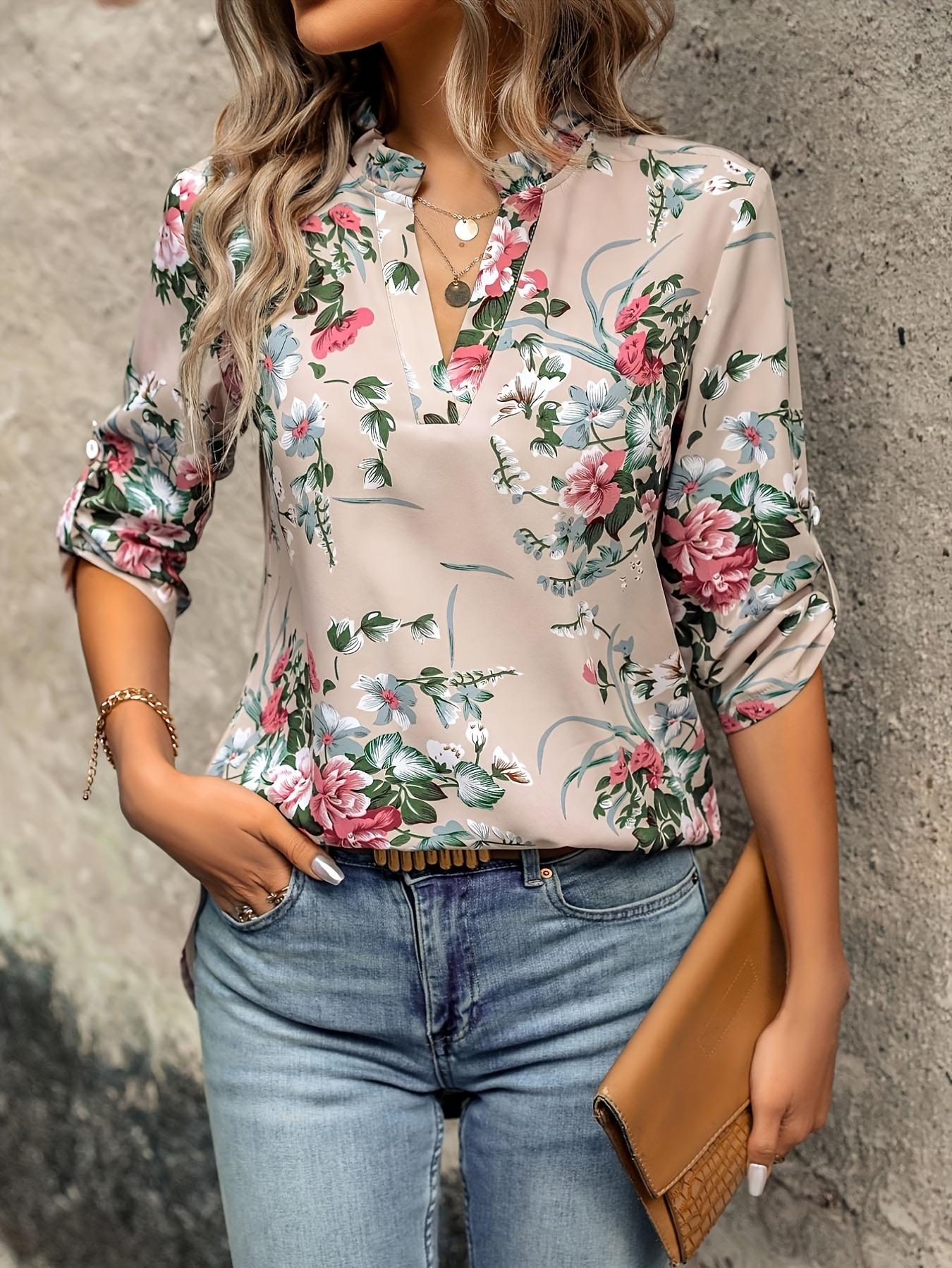 Women s shirt T-shirt medium and long spring and autumn new slim-fit printing long-sleeved medium and long women s top v-neck S абрикосовый