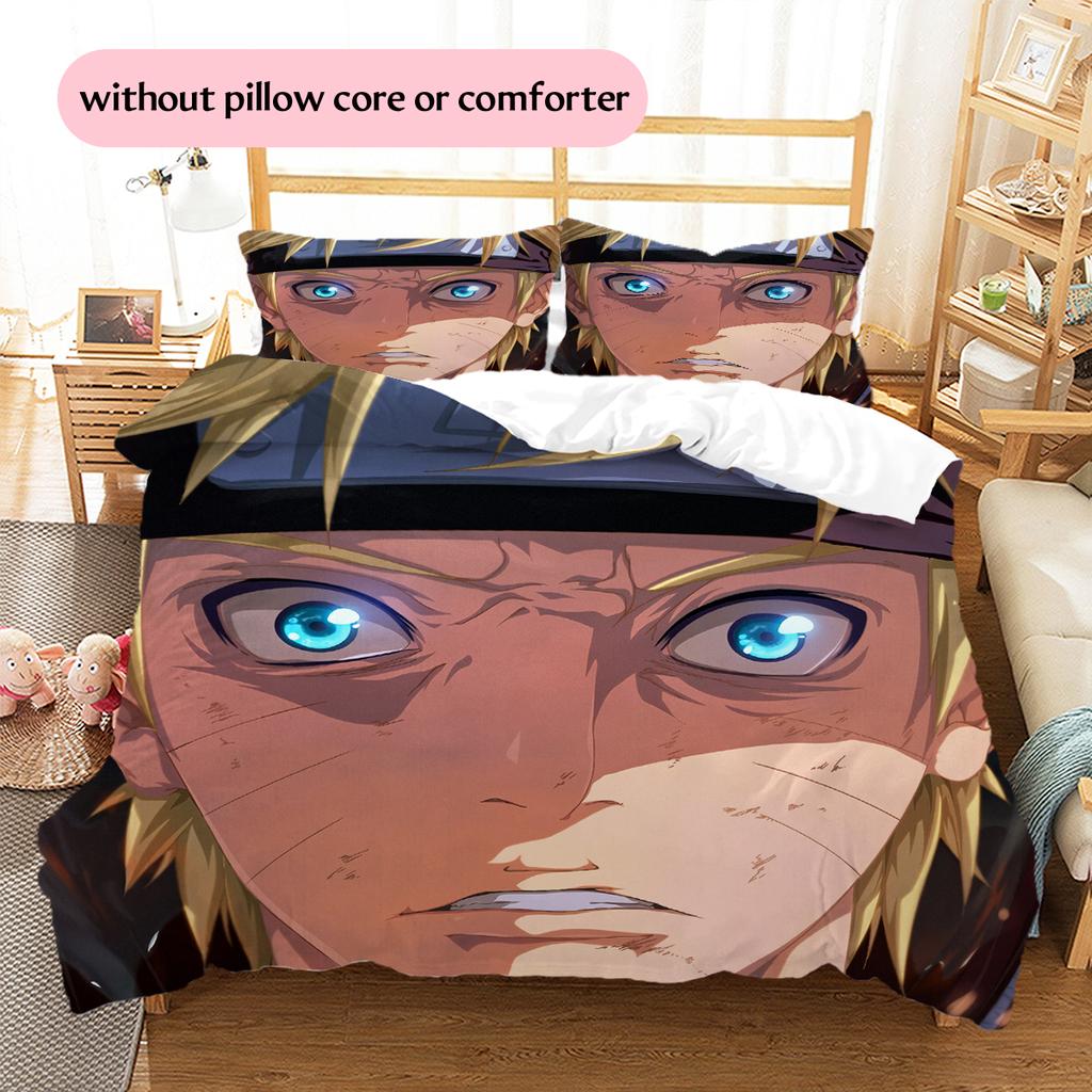 Naruto Uzumaki Naruto Anime Character Pattern Bedding Home Decoration Birthday Gift (1 * duvet cover + 2 * pillowcase, without core)