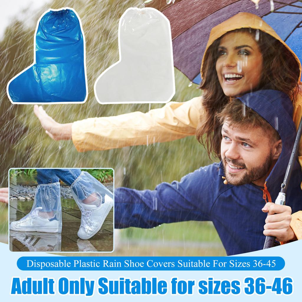 10PC Waterproof Shoe Covers For Rain - Disposable Plastic Rain Shoe Covers Suitable For Sizes 36-45