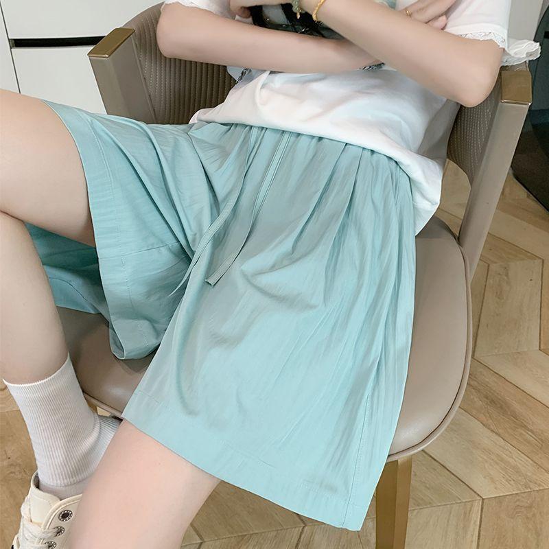 

Summer thin high waist wide leg casual ice silk shorts women s five-point Yamamoto shorts medium pants small people wear all-match 2xl( 65-75kg )