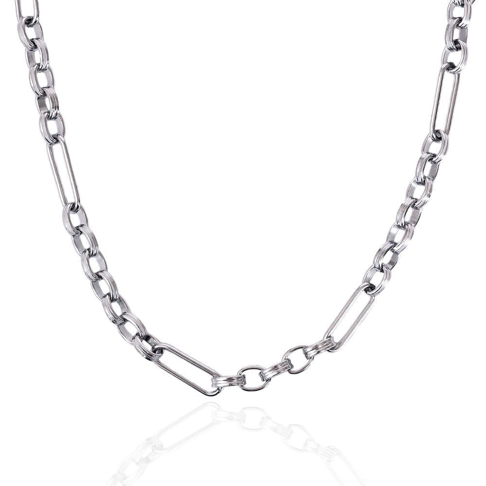 

Chain Surgical Stainless Hypoallergenic to Alloy Large Accessory [ORLEAN] Necklace, Steel, Metal, Material, Lightweight, Volume, Women s (Silver)