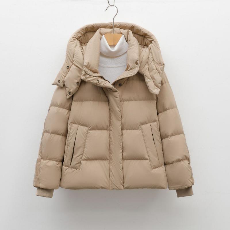 Feather White Duck Down New National Standard Women's Simple Solid Color Hooded Down Jacket Women