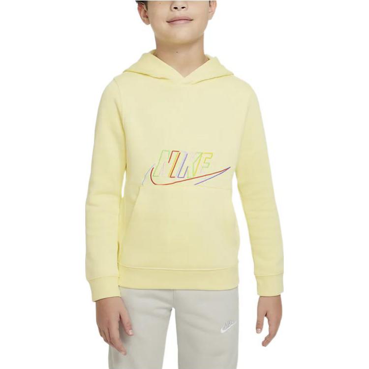 Nike Printed Letter Hooded Long Sleeve Sweatshirt Kids Tops Yellow DX5087706
