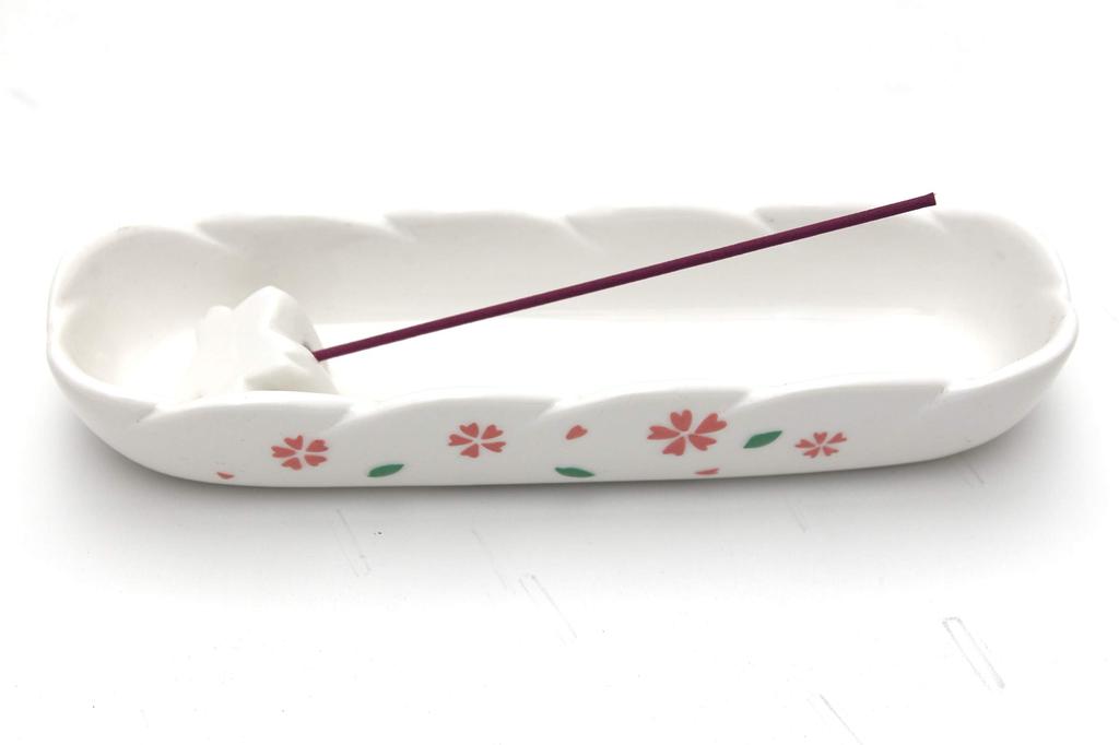 Ceramic Incense Burner, Horizontal Type, White, with Incense Holder, for Laying Incense Sticks, Aroma Burner