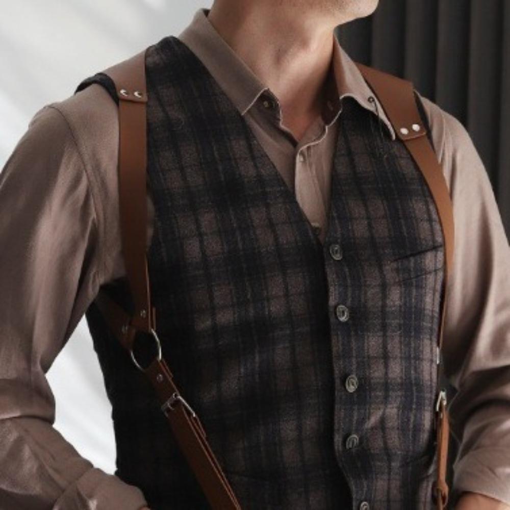 PU Male Corset Suspenders Adjustable Body Harness Clothing Accessories  Chest Decoration