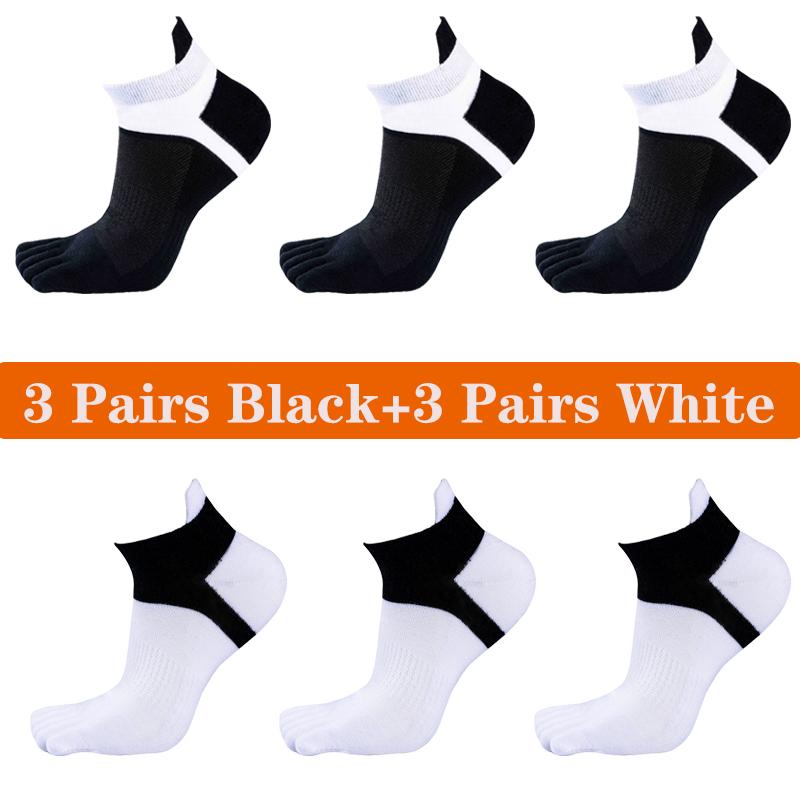 6 Pairs Toe Socks Men Cotton Striped Ankle Socks Sport Breathable Mesh Shaping Anti Friction No Show Short Sock With Five Finger