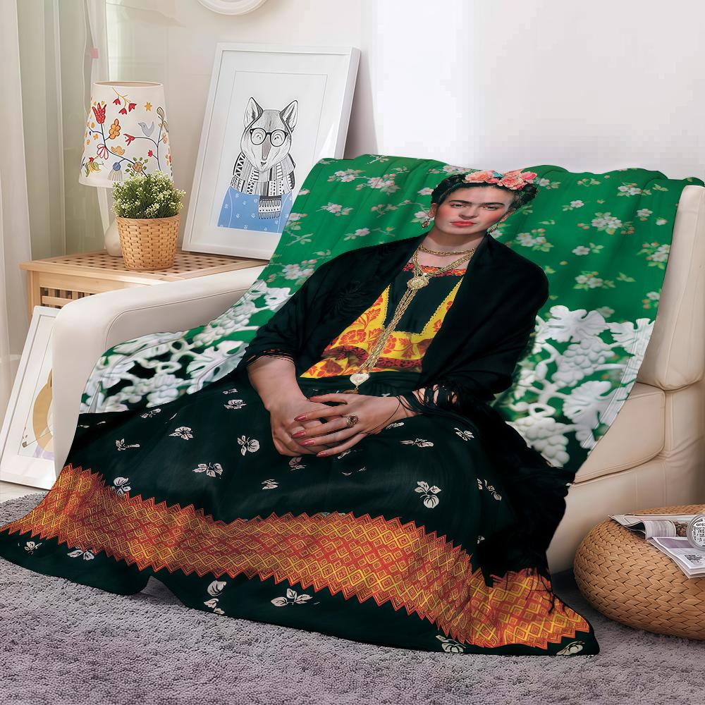 

Cartoon F-Frida ART K-kahlo Blanket Warm And Soft Suitable For Bedroom Living Room Sofa Bed Office Travel Camping 30x40in