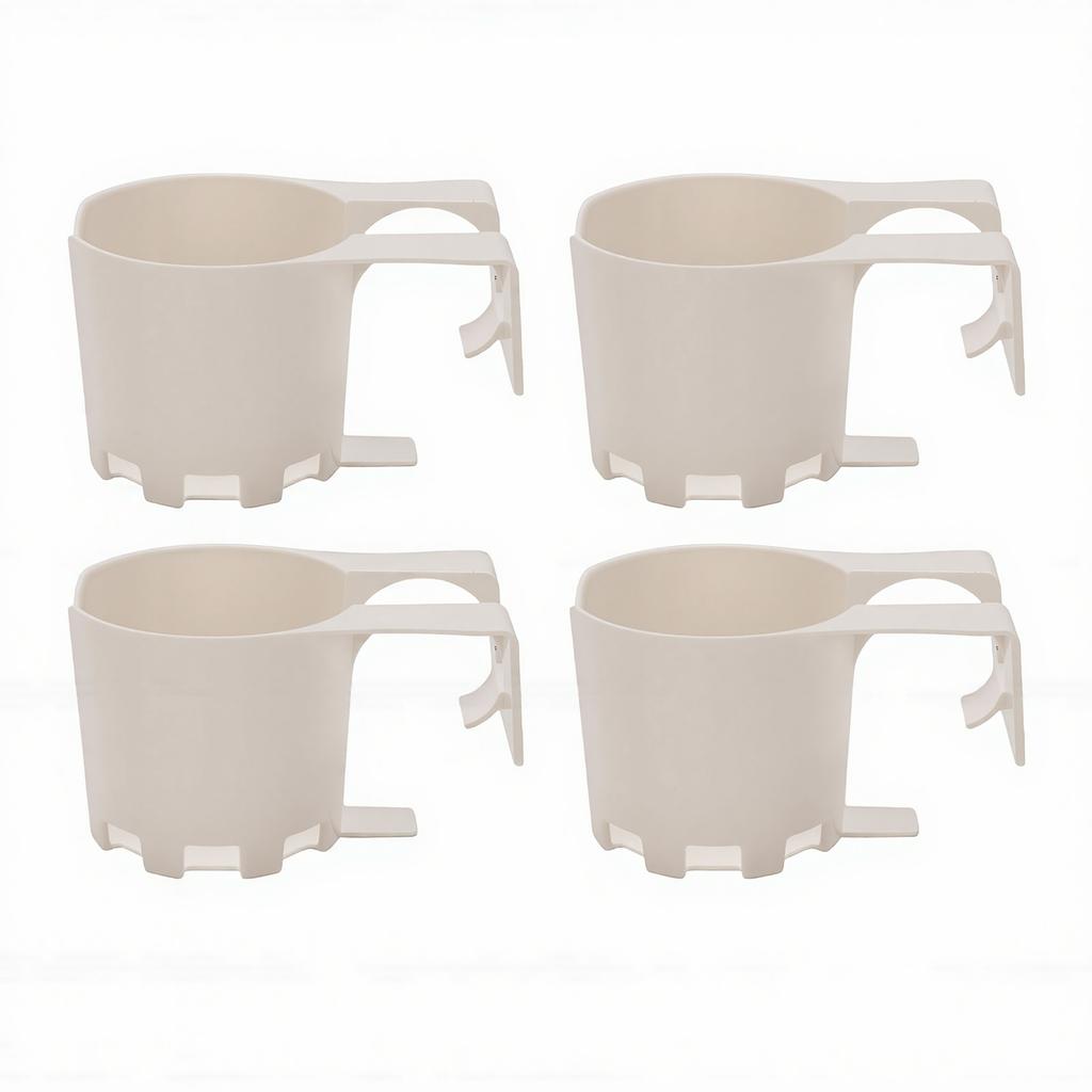 4pcs Poolside Cup Holders Multifunctional ABS Plastic Clamp On Pool Drink Holders for Above Ground Pools White