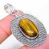 Tigerauge Edelstein Handgefertigt 925 Sterling Silber Schmuck Anhänger 2,05"