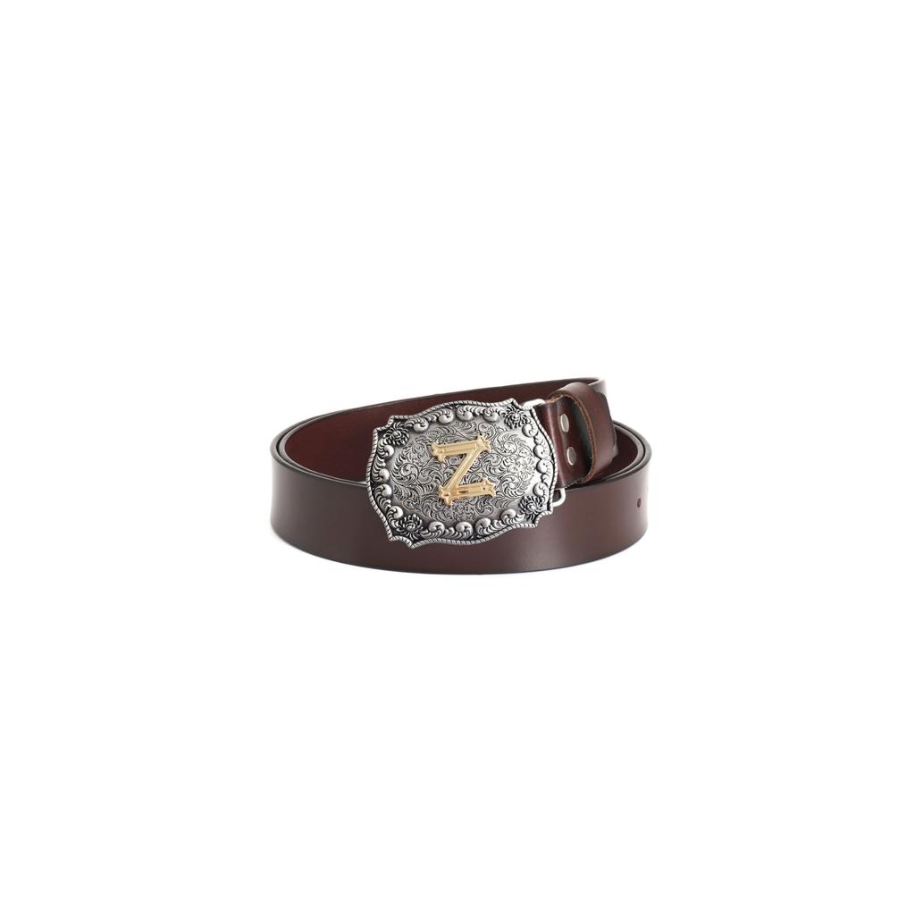 Z Letter Belt Men's Smooth Buckle Pure Cowhide Personalized Youth Jeans Belt Men's Belt