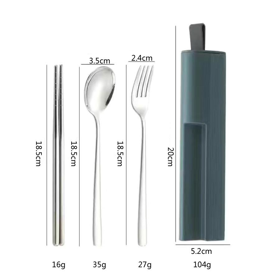3Pcs/2Pcs Portable Tableware Stainless Steel Spoon Fork Chopsticks with Storage Box Lunch Travel Kitchen School Cutlery Set